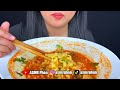 ASMR SPICY FIRE NOODLES, SOFT BOILED EGG & SHRIMP (MUKBANG)