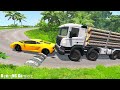 CARS, TRUCKS, BUS And POLICE CAR Vs MASSIVE SPEED BUMPS - BeamNG.Drive