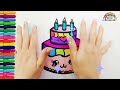 How To Draw A Birthday Cake 🎂 Drawing And Coloring A Cute Birthday Cake 🎂🌈 Drawings For Kids 🍰