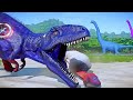 Three Head Indoraptor vs. Carnage Carnotaurus, Captain America Giganotosaurus Dinosaurs Fight in JWE