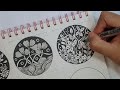 6 Beautiful Flower Zentangle Drawing With Relaxing Music| Zentangle Art |Doodle Art | Zen-Doodle Art
