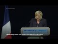 France far right leader Marine Le Pen hails projections of first-round election lead for her party