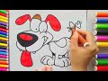 Drawing House for Learning Colors and Coloring Pages a Dog for Kids