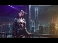 [1hour] Blade Runner vibes and ambient music. A woman looking down on a rainy city from a skyscraper