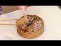 Microwave Shrimp and Chicken Meatball Bento