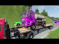 TRANSPORTING PIXAR CARS & FRUITS WITH COLORED & JOHN DEERE vs CLAAS vs TRACTORS - BeamNG.drive #962