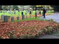 Cemetery leaf blowing
