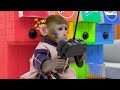 KiKi Monkey escape from Giant Monster in Prison Break challenge & go Swimming Pool |KUDO ANIMAL KIKI