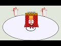 Numberblocks 11 and 12  times a small number to large number in a row by going around the circle