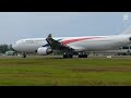 Malaysia Airlines Airbus A330-323 loud takeoff from Langkawi International Airport.