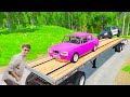 5 MONSTER TRUCKS vs Big & Small: Lightning Mcqueen vs Slide Colors with Thomas Trains - BeamNG.Drive