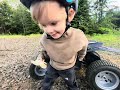 Conrad riding four wheelers in the forest - 1 year old adrenaline rush ✨