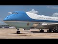 Air Force One taxis on runway after landing at Austin airport