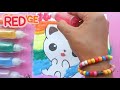 Cat Drawing and coloring Videos for Children | Cute Cat Sand  Painting |Learning Colors |PINK GIRL