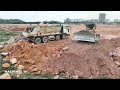 Massive! Expertise Operator with Power Bulldozer KOMATSU D58E Pushing Clearing Stone Big Landfill
