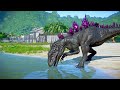 Godzilla I-Rex vs. Black Panther T-Rex & Spidey Spinosaurus Dinosaur Battle Jurassic World Evolution