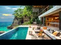 Outdoor Seaside Villa Ambience - Waterfront Quietude With Smooth Jazz - Bossa Nova Music for Relax