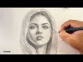 How to draw a sketch of a girl with realistic shade || realistic pencil drawing