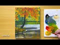 Painting the Lake Scenery with Autumn Coming / Acrylic Painting