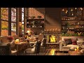 Cozy Autumn Coffee Shop with Smooth Jazz Music and Crackling Fireplace to Relax, Study, Work