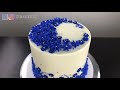 Blue Buttercream Floral Porcelain Cake - ZIBAKERIZ