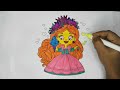 How to draw and color cute little princess in a beautiful dress| Drawing little princess easy