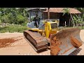 Fantastic! Skillful Komatsu Bulldozer D41P Showing Excellent Skill & Dump Truck 25Ton Unloading Dirt