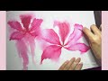 Orchid Tree watercolour painting 洋紫荊水彩過程Bauhinia