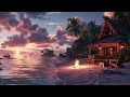 Peaceful Resort Ambience Overlooking The Sea | Soothing Campfire, Seagull, Wave Sounds