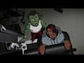 Young Justice S03E21 - Garfield aka Beast Boy and Cyborg are working out