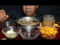 EATING SPICY NOODLES, MANGO, JACKFRUIT, SALAD, DATES MUKBANG EATING SHOW.