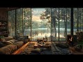 Positive Morning Piano Music in Cozy Room| Gentle Lake Ambience with Piano for Good Mood