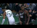 Giannis gets ejected for staring down Isaiah Stewart after dunk then sits in front row 😂