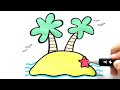 Island with Palm Trees Drawing, Painting, Coloring for kids and Toddlers | Learn to Draw with Me
