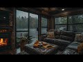 Peaceful Rain and Fire Sounds by the Window for Stress Relief and Sound Sleep