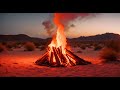 Surreal Cinematic Scene of a bonfire in an Desert landscape. Lofi Realism Aesthetic, CGI Masterpiece