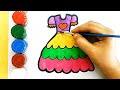 How to draw cute and easy Dress 👗 Drawing, Painting and Coloring for children & Toddlers