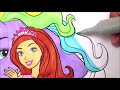 How to Color Barbie Girl with Rainbow Unicornio Friend 2020 Coloring Page for Everyone