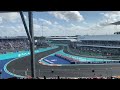 F1 Miami race end with Verstappen rounding turn 1.