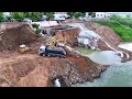 First Adding Rock To Building Foundation Dam Using Dump Truck TRAGO24TON​ Dozer D31A Cat Exca Review
