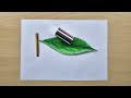 3d drawing leaf  on paper