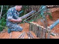 20 days to build survival shelter in the tropical rainforest, Solo bushcraft - Cacth and cook