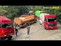 Seconds of a bad incident where a truck collides at a corner