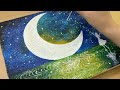 Combing Painting Technique under Moonlight / Acrylic Painting