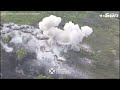 Ukrainian tank blasts Russians hiding in wood before soldiers leap out and launch grenade blitz