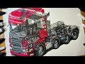 Drawing SCANIA Semi Truck See Through