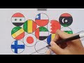 Menggambar 13 Bendera Negara di Dunia dan Nama Negaranya || Drawing
