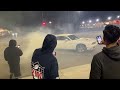 Car meet turns into mini Takeover. Truck doing donuts until💥