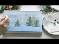 DIY Malowany obrazek na płótnie ,,Zimowe choinki'' (