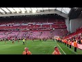 Big Ibou Konaté & Family applauding fans at Anfield